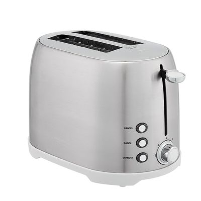 Amazon Basics 2 Slice Cool Touch Stainless Steel Toaster with 7 Browning Settings, Extra Wide Slots (for Bagels, Waffles, Specialty Breads), Removable Crumb Tray, Cancel Button, 800W, Brushed Silver