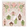 Ambesonne Birdhouse Shower Curtain, Pastel Tone Nests Floral Ornaments Covered in Snow, Cloth Fabric Bathroom Decor Set with Hooks, 69" W x 84" L, Rose Umber Green view 2