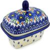 Polmedia Polish Pottery Butter Dish UNIKAT - Lightbug Garden Pattern Handmade in Boleslawiec Poland by Ceramika Bona + Certificate of Authenticity view 1