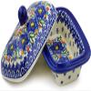 Polmedia Polish Pottery Butter Dish UNIKAT - Lightbug Garden Pattern Handmade in Boleslawiec Poland by Ceramika Bona + Certificate of Authenticity view 2