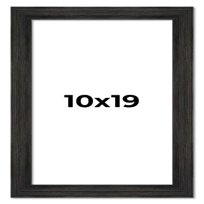 10x19 Frame Black Barnwood Picture Frame - Modern Photo Frame Includes UV Acrylic Shatter Guard Front, Acid Free Foam Backing Board, Hanging Hardware Wood Wall Frames for Family Photos - no Mat