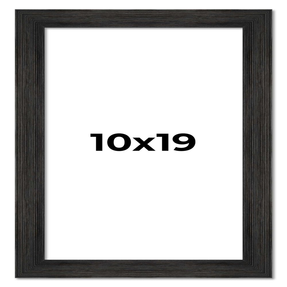 10x19 Frame Black Barnwood Picture Frame - Modern Photo Frame Includes UV Acrylic Shatter Guard Front, Acid Free Foam Backing Board, Hanging Hardware Wood Wall Frames for Family Photos - no Mat