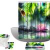 Amagical Zen Garden Lotus Flower Decor Pebble Stone and Pink Waterlily in The Pond 16 Piece Bathroom Mat Set Shower Curtain Set Bath Mat Contour Mat Toilet Cover Shower Curtain 12 Hooks view 1