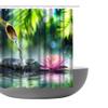 Amagical Zen Garden Lotus Flower Decor Pebble Stone and Pink Waterlily in The Pond 16 Piece Bathroom Mat Set Shower Curtain Set Bath Mat Contour Mat Toilet Cover Shower Curtain 12 Hooks view 2
