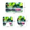 Amagical Zen Garden Lotus Flower Decor Pebble Stone and Pink Waterlily in The Pond 16 Piece Bathroom Mat Set Shower Curtain Set Bath Mat Contour Mat Toilet Cover Shower Curtain 12 Hooks view 4