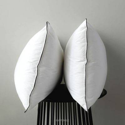 APSMILE Organic Feather Down Pillows Set of 2, Standard Size Bed Pillows for Sleeping with 100% Cotton Cover, 3-Chamber Hybrid Feather Down Core Pillow Surrounded by Polyester for Cushions 20x26
