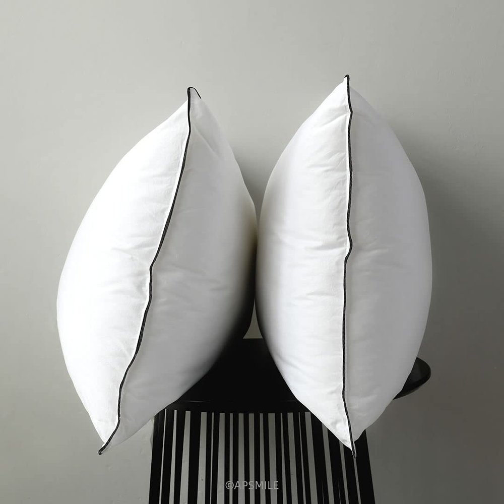 APSMILE Organic Feather Down Pillows Set of 2, Standard Size Bed Pillows for Sleeping with 100% Cotton Cover, 3-Chamber Hybrid Feather Down Core Pillow Surrounded by Polyester for Cushions 20x26