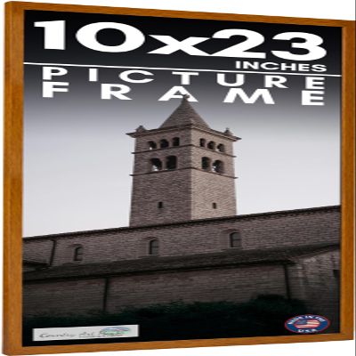 10x23 Frame Honey Pecan Brown Solid Wood Picture Frame | 0.75 Inch Moulding Width | 0.5 Inch Rabbet Depth | Includes UV Acrylic Plexiglass, Acid Free Foam Backing Board and Hanging Hardware