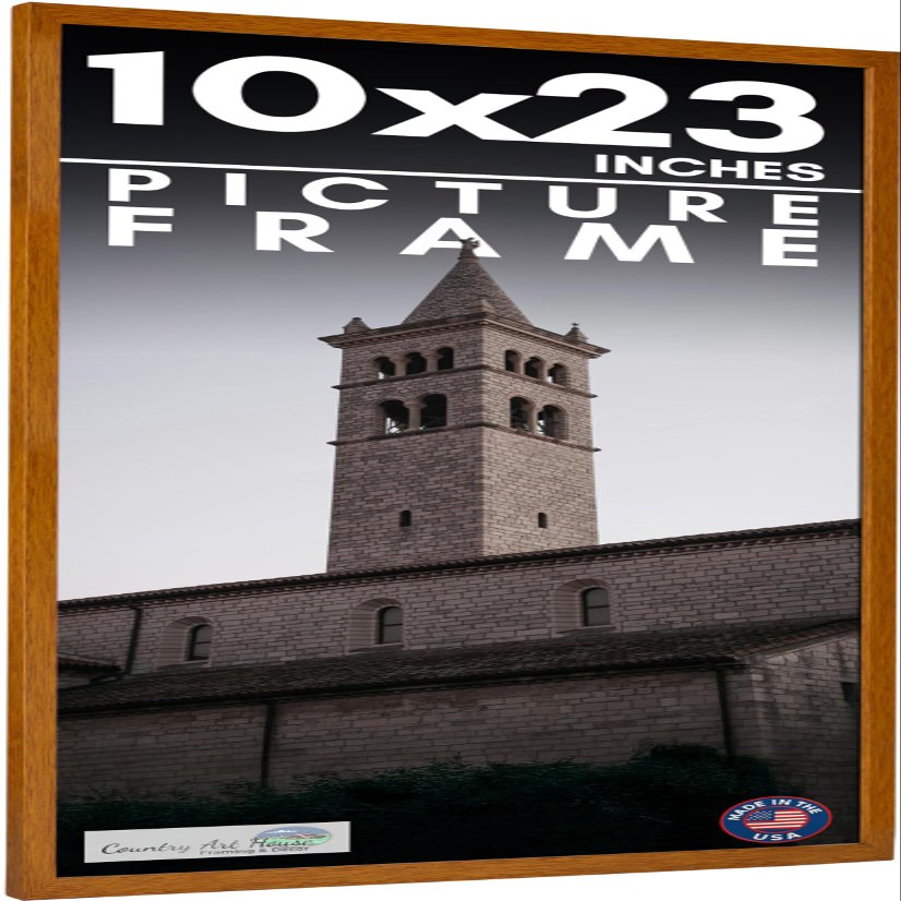 10x23 Frame Honey Pecan Brown Solid Wood Picture Frame | 0.75 Inch Moulding Width | 0.5 Inch Rabbet Depth | Includes UV Acrylic Plexiglass, Acid Free Foam Backing Board and Hanging Hardware