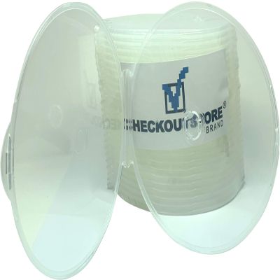 CheckOutStore (100) Clear Compact Slim Round Clamshell CD/DVD Case with Lock on Top (Clear)
