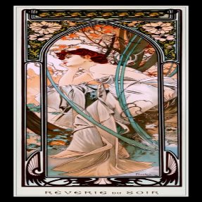 Alphonse Mucha Reverie du Soir Art Nouveau Canvas Print Fridge Magnet 6.5x17 Large