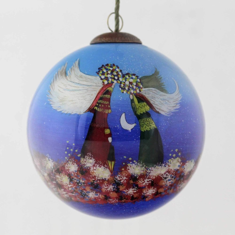 Angels Hand Painted Glass Ornament Collectable