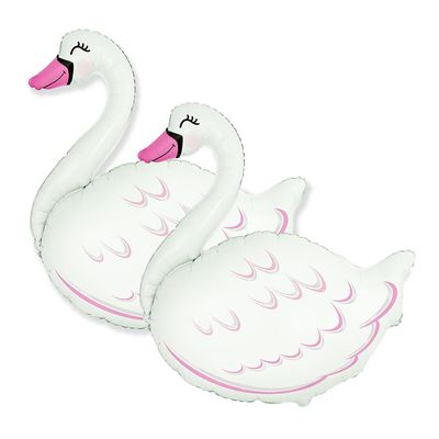 Artisan Owl Set of 2 White Swan 32" Foil Party Balloon