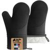 GORILLA GRIP BPA-Free Soft Silicone Oven Mitts, 550F Heat Resistant Waterproof Cooking Safety Gloves, Thick Cotton Lining, Flexible Gripping for BBQ Grilling, Kitchen Potholders Set, 12.5x8.3, Black view 1