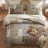 DaDa Bedding Bohemian Cotton Real Patchwork Floral Quilt Bedspread - Moroccan Dreams Filigree Paisley Olive Green Brown - Reversible Multi-Colorful Rustic Quilted Coverlet Set - Full - 3-Pieces view 1