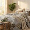 DaDa Bedding Bohemian Cotton Real Patchwork Floral Quilt Bedspread - Moroccan Dreams Filigree Paisley Olive Green Brown - Reversible Multi-Colorful Rustic Quilted Coverlet Set - Full - 3-Pieces view 4