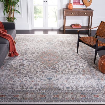 SAFAVIEH Area Rug 8x10 - Oregon Collection - Large - Grey & Ivory, Oriental Distressed Design, Non-Shedding & Easy Cleaning, Ideal for Living Room, Bedroom, Office, Dining Space (ORE883F)