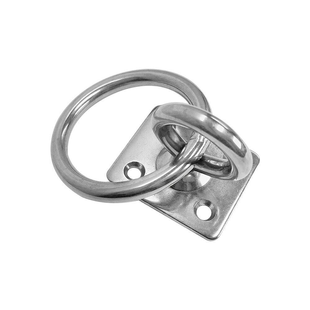 MH GLOBAL Square Swivel Pad Eye Plate W Ring 1/4" Welded Formed WLL 380 Lbs Marine Boat Rigging 4 PC