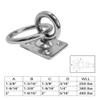 MH GLOBAL Square Swivel Pad Eye Plate W Ring 1/4" Welded Formed WLL 380 Lbs Marine Boat Rigging 4 PC view 4