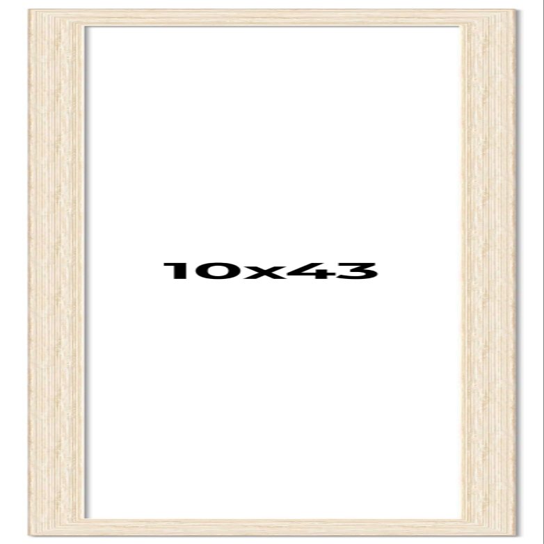 10x43 Frame White Barnwood Picture Frame - Modern Photo Frame Includes UV Acrylic Shatter Guard Front, Acid Free Foam Backing Board, Hanging Hardware Wood Wall Frames for Family Photos - no Mat