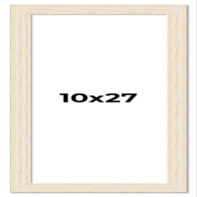10x27 Frame White Barnwood Picture Frame - Modern Photo Frame Includes UV Acrylic Shatter Guard Front, Acid Free Foam Backing Board, Hanging Hardware Wood Wall Frames for Family Photos - no Mat
