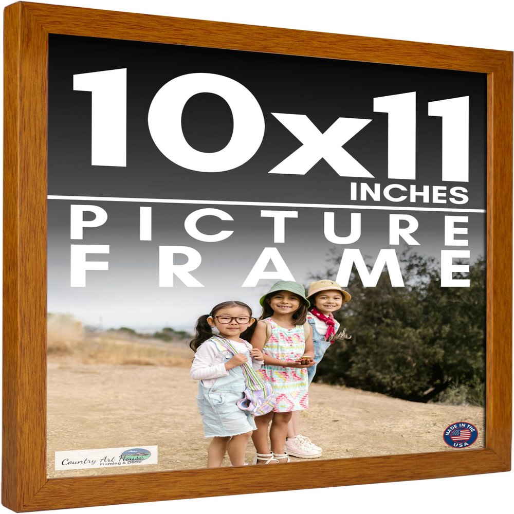 10x11 Frame Honey Pecan Brown Solid Wood Picture Frame | 0.75 Inch Moulding Width | 0.5 Inch Rabbet Depth | Includes UV Acrylic Plexiglass, Acid Free Foam Backing Board and Hanging Hardware