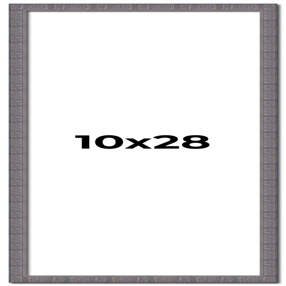 10x28 Frame Slate Blue Distressed Rustic Solid Wood Picture Frame | 0.75 Inch Moulding Width | Includes UV Acrylic Plexiglass, Acid Free Foam Backing Board and Hanging Hardware | Sonoma Collection