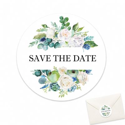 Save The Date Envelope Seals: 120 Floral Wedding Stickers