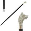 PIRU Brass Wolf Horn Head Handle TOP Cane Wooden Walking Stick Victorian Stick Style view 1
