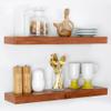 Homeforia 24inch Oak Floating Shelf for Wall, High End Solid Real Wood 24 inches Long Floating Shelves for Bathroom, Honey Oak Wooden Floating Shelves, Heavy Duty Bracket, 24 X 6.5 X 1.75 in, Set of 2 view 1