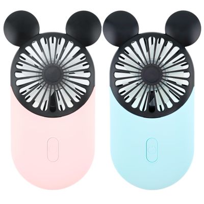 Kbinter Cute Mouse Personal Mini Fan, Rechargeable Handheld USB Fan, 3 Adjustable Wind Speeds and Wearable Design, Portable Pocket Size for Travel/Outdoor/Vacation/Park Trip (Pink+Blue)