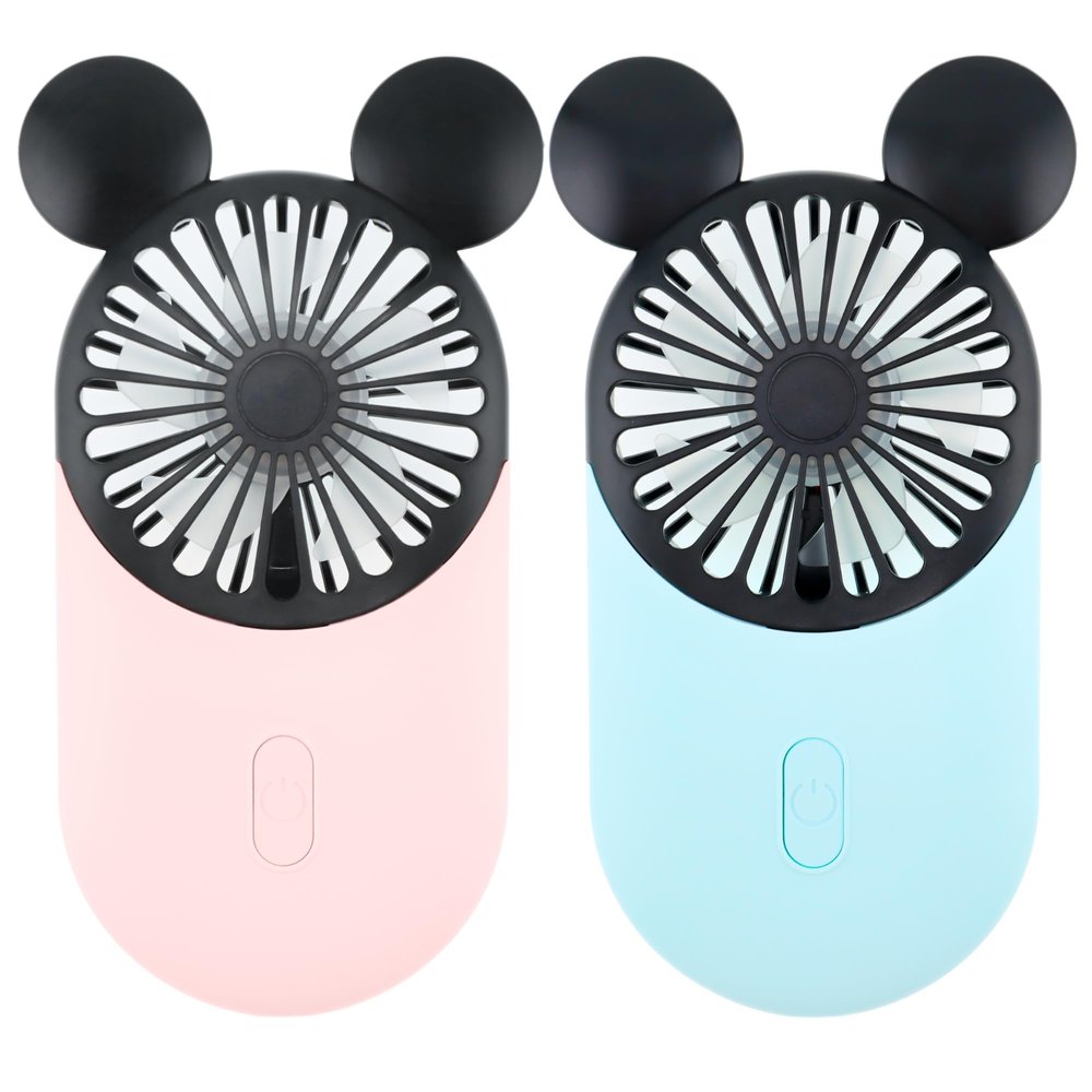 Kbinter Cute Mouse Personal Mini Fan, Rechargeable Handheld USB Fan, 3 Adjustable Wind Speeds and Wearable Design, Portable Pocket Size for Travel/Outdoor/Vacation/Park Trip (Pink+Blue)