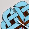 Decorative Stained Glass Wall Clock 12 Inch Turquoise Blue Brown - Modern Home Decor Japanese Design view 2