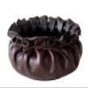 Leather Catchall Tray Valet Storage-Dump Bowl for Home and Office, Handmade Decorative Sundries and Jewelry Holder, Full Grain Vegetable Tanned Dark Brown Leather view 1