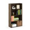 Furinno PASIR Book Shelf, 4-Tier Bookshelf, Bookcase with Open Shelf, 9.4 x 23.6 x 41.7, for Living Room, Bedroom, Home Office, Columbia Walnut view 1