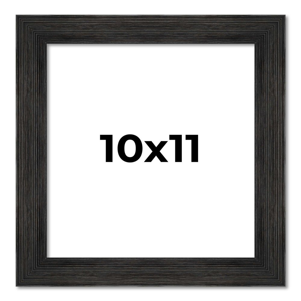 10x11 Frame Black Barnwood Picture Frame - Modern Photo Frame Includes UV Acrylic Shatter Guard Front, Acid Free Foam Backing Board, Hanging Hardware Wood Wall Frames for Family Photos - no Mat