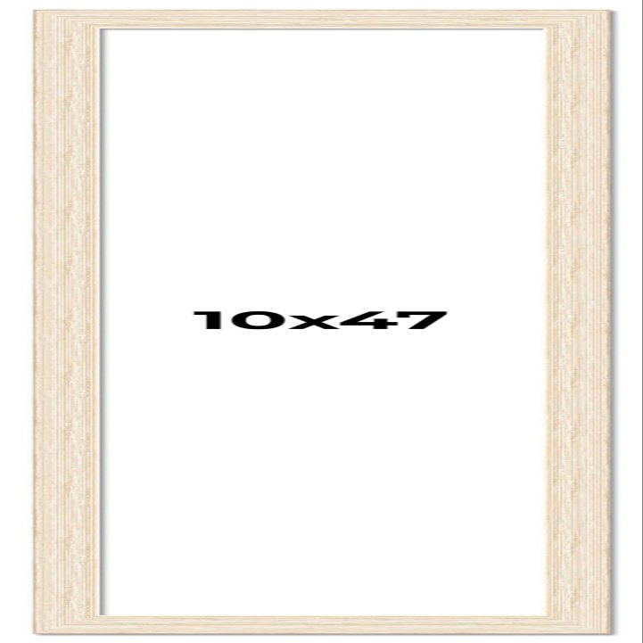 10x47 Frame White Barnwood Picture Frame - Modern Photo Frame Includes UV Acrylic Shatter Guard Front, Acid Free Foam Backing Board, Hanging Hardware Wood Wall Frames for Family Photos - no Mat
