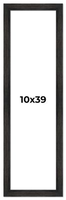 10x39 Frame Black Barnwood Picture Frame - Modern Photo Frame Includes UV Acrylic Shatter Guard Front, Acid Free Foam Backing Board, Hanging Hardware Wood Wall Frames for Family Photos - no Mat