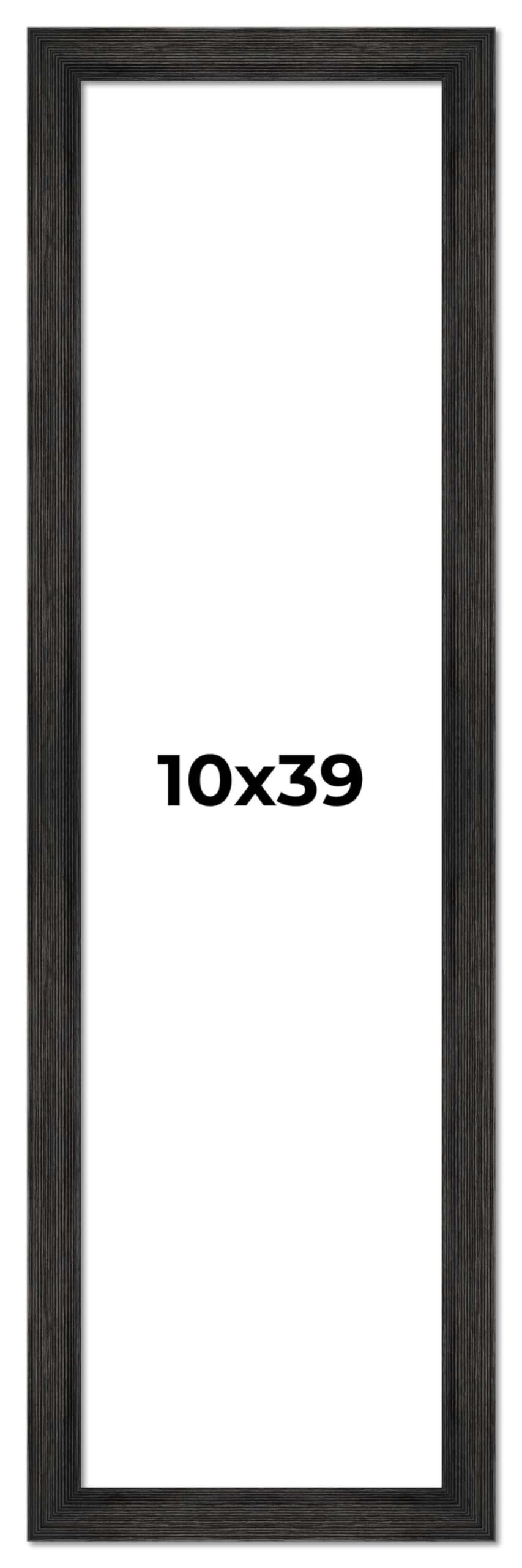 10x39 Frame Black Barnwood Picture Frame - Modern Photo Frame Includes UV Acrylic Shatter Guard Front, Acid Free Foam Backing Board, Hanging Hardware Wood Wall Frames for Family Photos - no Mat