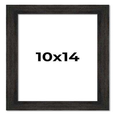 10x14 Frame Black Barnwood Picture Frame - Modern Photo Frame Includes UV Acrylic Shatter Guard Front, Acid Free Foam Backing Board, Hanging Hardware Wood Wall Frames for Family Photos - no Mat