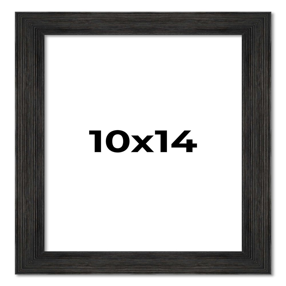 10x14 Frame Black Barnwood Picture Frame - Modern Photo Frame Includes UV Acrylic Shatter Guard Front, Acid Free Foam Backing Board, Hanging Hardware Wood Wall Frames for Family Photos - no Mat