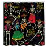 Ambesonne Skeleton Shower Curtain, Dia de Los Muertos Fiesta Themed Image with Sugar Skulls and Mexican Elements, Cloth Fabric Bathroom Decor Set with Hooks, 69" W x 84" L, Black Multicolor view 2