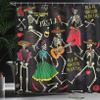 Ambesonne Skeleton Shower Curtain, Dia de Los Muertos Fiesta Themed Image with Sugar Skulls and Mexican Elements, Cloth Fabric Bathroom Decor Set with Hooks, 69" W x 84" L, Black Multicolor view 3