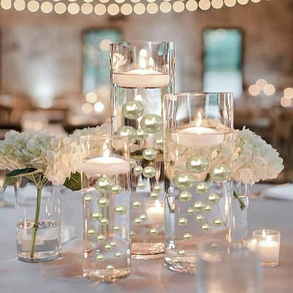Vase Pearlfection 300 Floating Ivory/Off White Pearls-Fills 4 Gallons of Transparent Gels for Floating Effect-with Measured Floating Gels Prep Bags for Best Results!