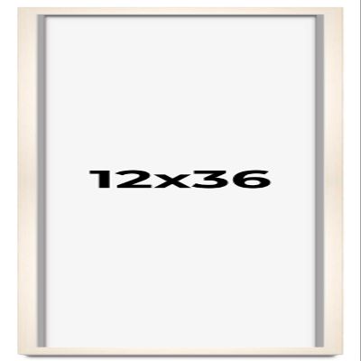 CountryArtHouse 12x36 Frame White Wash Solid Wood Picture Frame | 0.8125 Inch Moulding Width | Includes UV Acrylic Plexiglass, Acid Free Foam Board Backing and Hanging Hardware