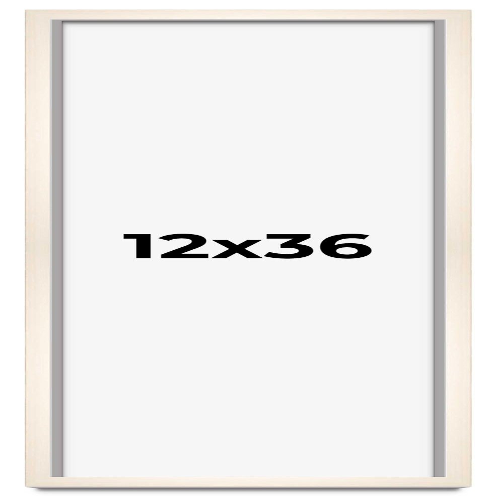 CountryArtHouse 12x36 Frame White Wash Solid Wood Picture Frame | 0.8125 Inch Moulding Width | Includes UV Acrylic Plexiglass, Acid Free Foam Board Backing and Hanging Hardware