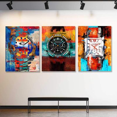 Symbolic Designs - Art of Time Watches Lovers Bundle (3 Pieces) Canvas Art (30x40)