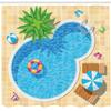 Ambesonne Pool Party Shower Curtain, Relaxing Time Swimming Pool Fun Summer Vacation Joy and Leisure Outdoor Image, Cloth Fabric Bathroom Decor Set with Hooks, 69" W x 75" L, Sky Blue Ecru view 2