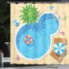 Ambesonne Pool Party Shower Curtain, Relaxing Time Swimming Pool Fun Summer Vacation Joy and Leisure Outdoor Image, Cloth Fabric Bathroom Decor Set with Hooks, 69" W x 75" L, Sky Blue Ecru view 3