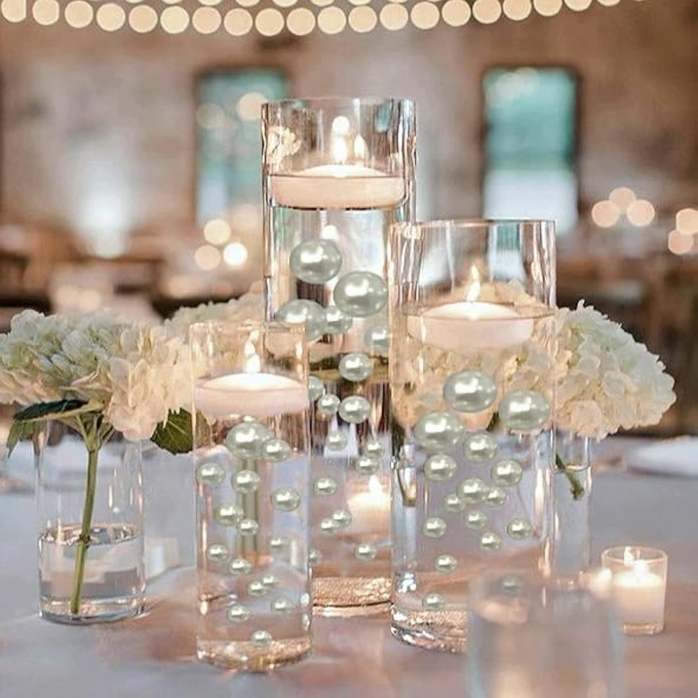 300 Floating White Pearls- Large Sizes- Fills 4 Gallons of The Floating Transparent Water Gels for Your Vases- with Pre-Measured Prep Bags for Best Results!